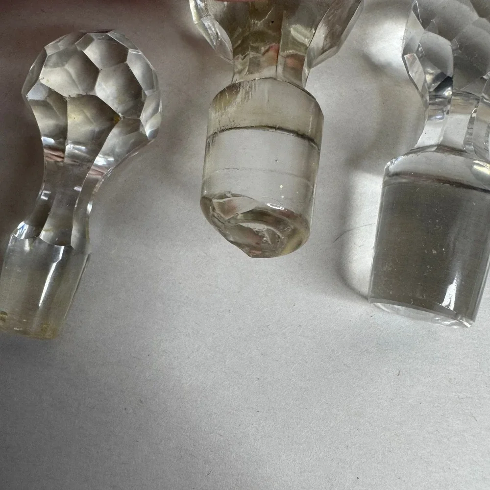 Vintage Clear Cut Glass Decanter Stoppers Lot of 5 Replacement Parts Mixed Style